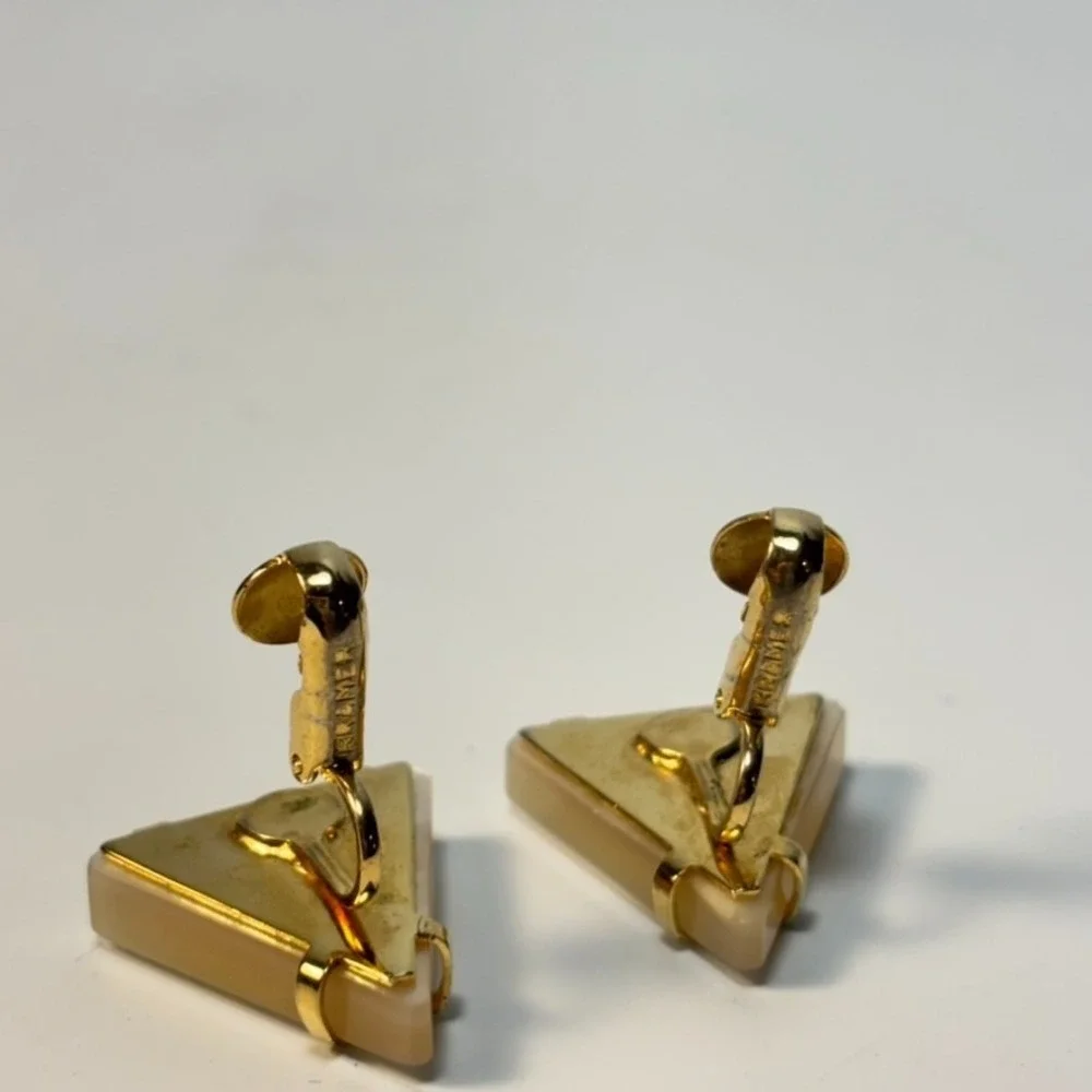 Vintage Kramer‎ Earrings Lucite Gold Tone